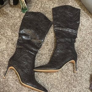Fashion Nova grey Textured Heeled Boots